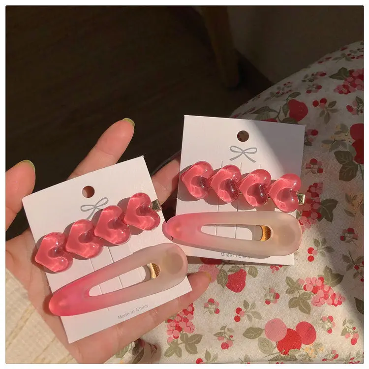 2Pcs Geometric Marble Acetate Hair Clips Set For Women Hairpins For Hair Accessories Girls Sequins Waterdrop Hair Barrettes