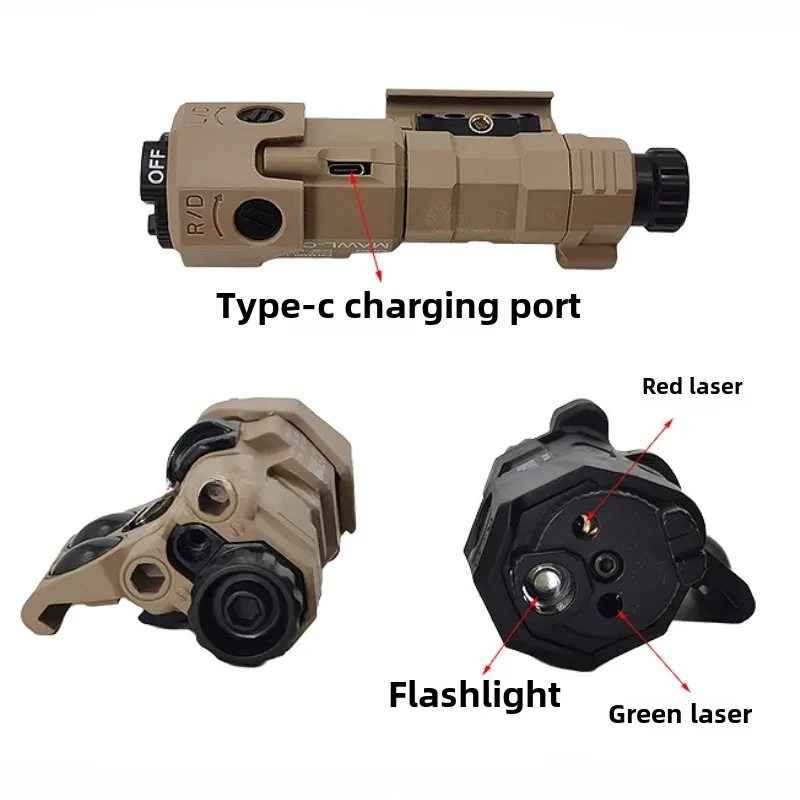 Picatinny Tactical Laser Flashlight Combo Rail Mount Left Right Side-to-side Interchange Airsoft Weapon Light Red GREEN laser