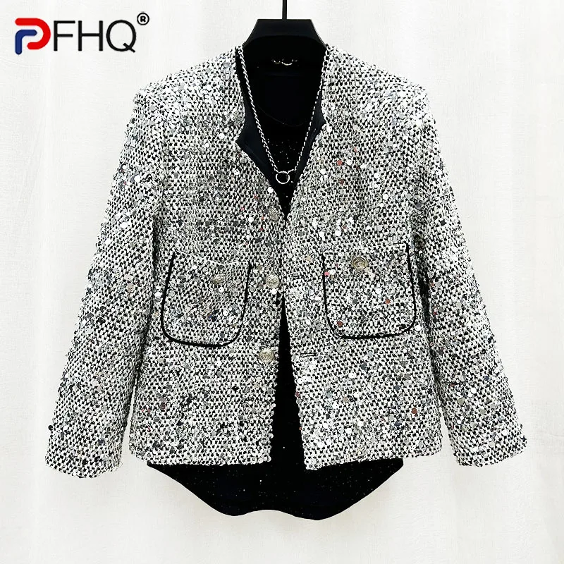 

PFHQ Men's New Heavy Industry Jackets Embroidered Sequin Design Light Luxury Coat Advanced Autumn Trend Small Fragrance 21Z2835