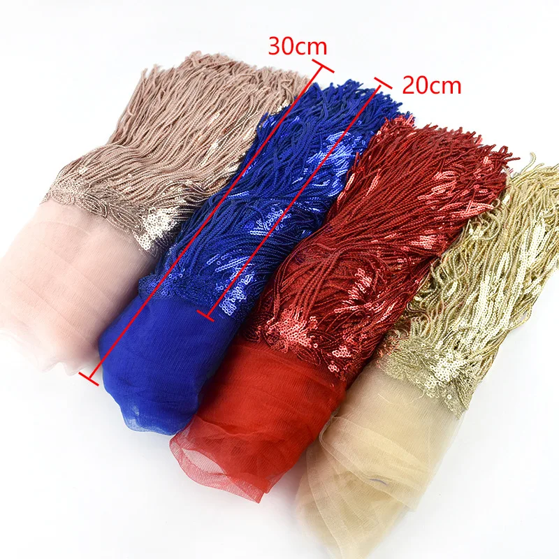 10Yards Colorful Sequin Tassel Lace Trim Fringe 20CM Wide Handmde DIY Garment Latin Dance Dress Wedding Stage Sewing Accessories