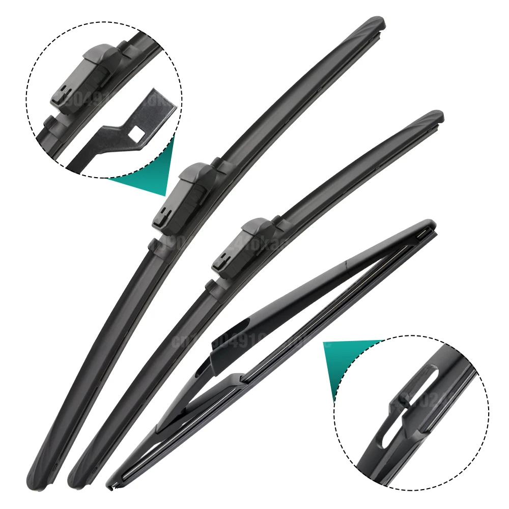Silicone & rubber LHD&RHD Front & Rear Wiper Blades Set For FIAT 500 312 2007 - 2017 Windshield Windscreen Window Brushes 2