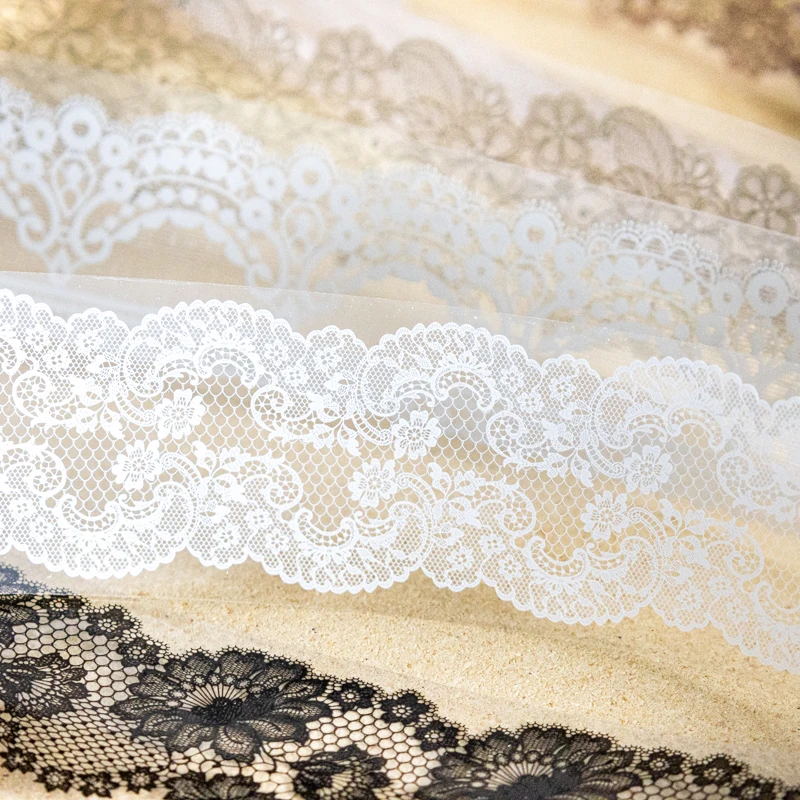 40mm*2m/Roll Simple Literary Landscaping Lace PET Tapes Creative DIY Journal Collage Decor Scrapbooking supplies Stationery Tape 4