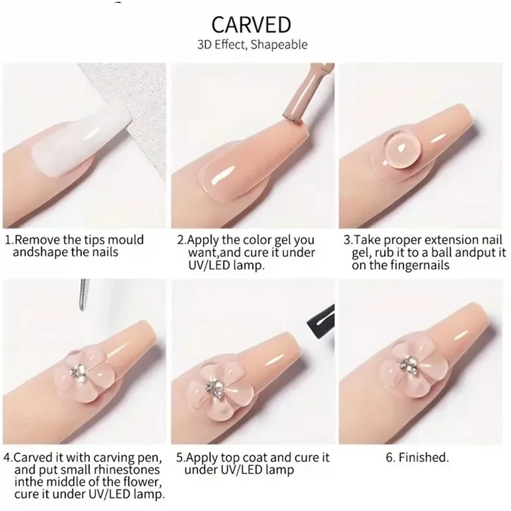 Gel Modellante 3D Trasparente per Nail Art, Non Appiccicoso, per Design Fai-da-Te, Modellazione, Intaglio, Fiocchi e Fiori, per Pittura, Modellazione e Scultura # - immagine 6