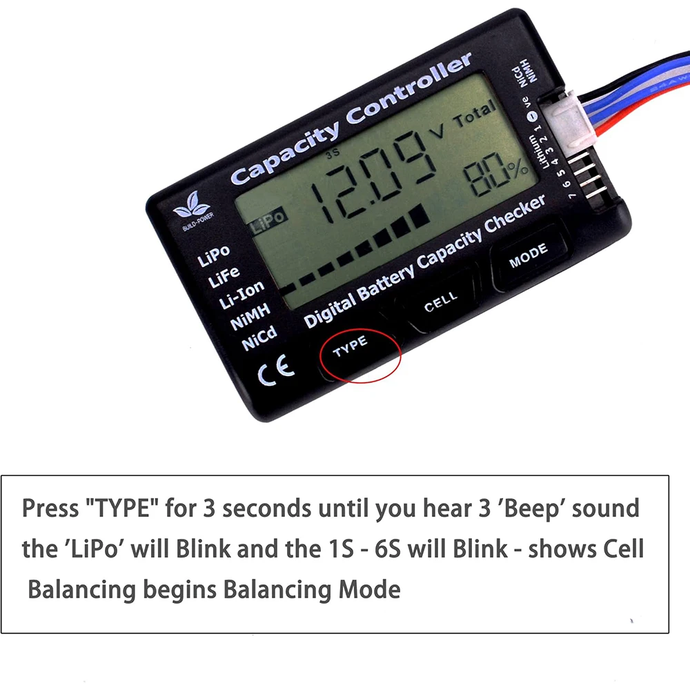 CellMeter 7 LiPo LiFe 리튬 이온 NiMH Nicd용 디지털 배터리 용량 검사기 컨트롤러 테스터