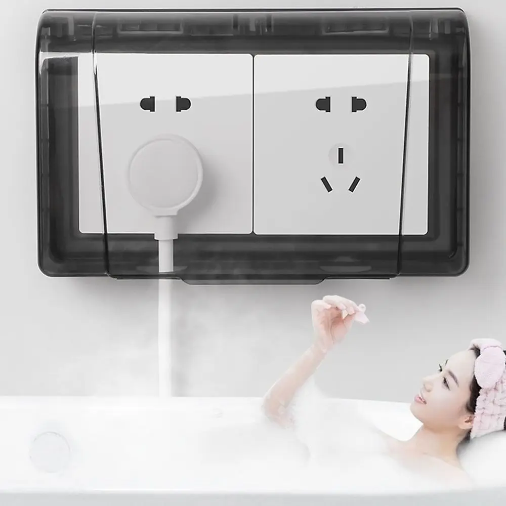 Self-adhesive Splashproof Box High Quality Thickened Double-position 86 Duplex Socket Box PS Plastic Outlet Case Restrooms