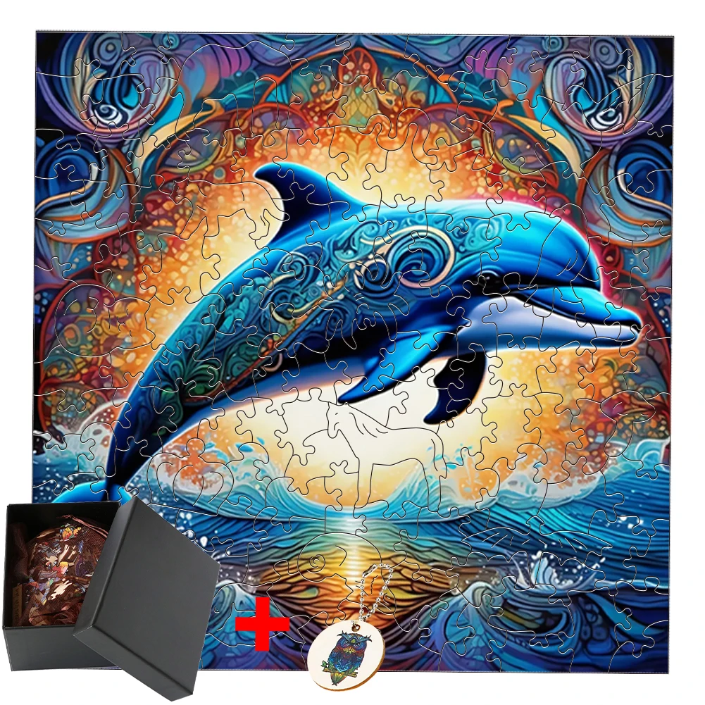 

Dolphin Animal Wooden Puzzle Montessori Educational Toys For Children Hell Difficulty Jigsaw Puzzle Animals Wood Board Set Toy