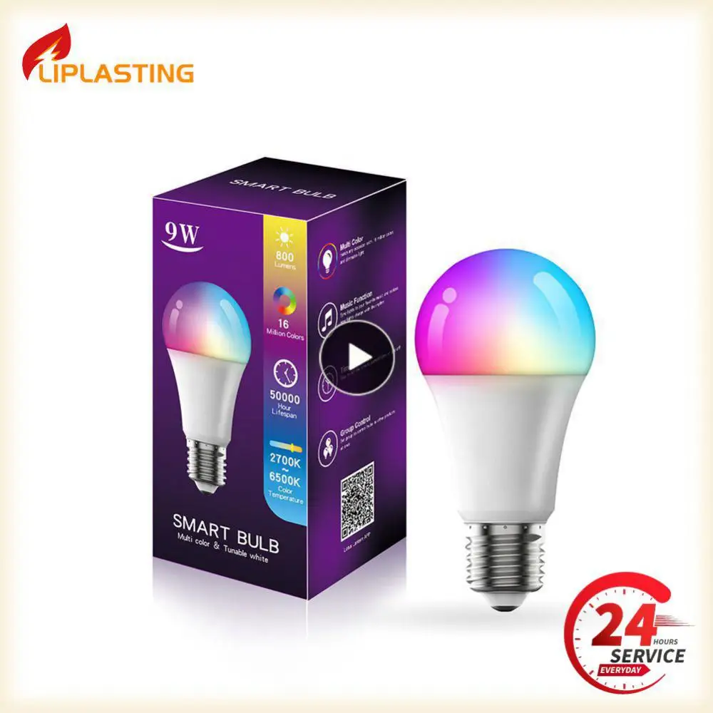 

9w Rgb Led Lamp Brightness Adjustment E27 B22 Light Bulb 2700k-6500k Bulb Support Alexa Home Ifttt Five Way