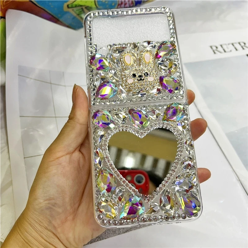 

Luxury Butterfly Sparkle Gems Crystal Bling Make-up Mirror Cases for Samsung Galaxy Z Flip 1 2 3 4 Flip3 Flip4 5G Diamond Cover