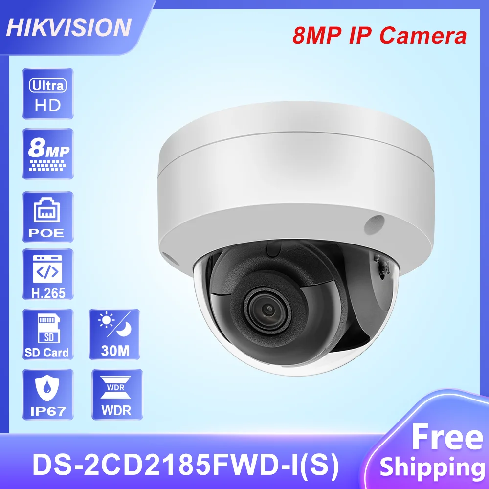 HIKVISION 8MP 4K DS-2CD2185FWD-I Dome 3-Axis Security IP 67 IR 30 H.265 Camera 