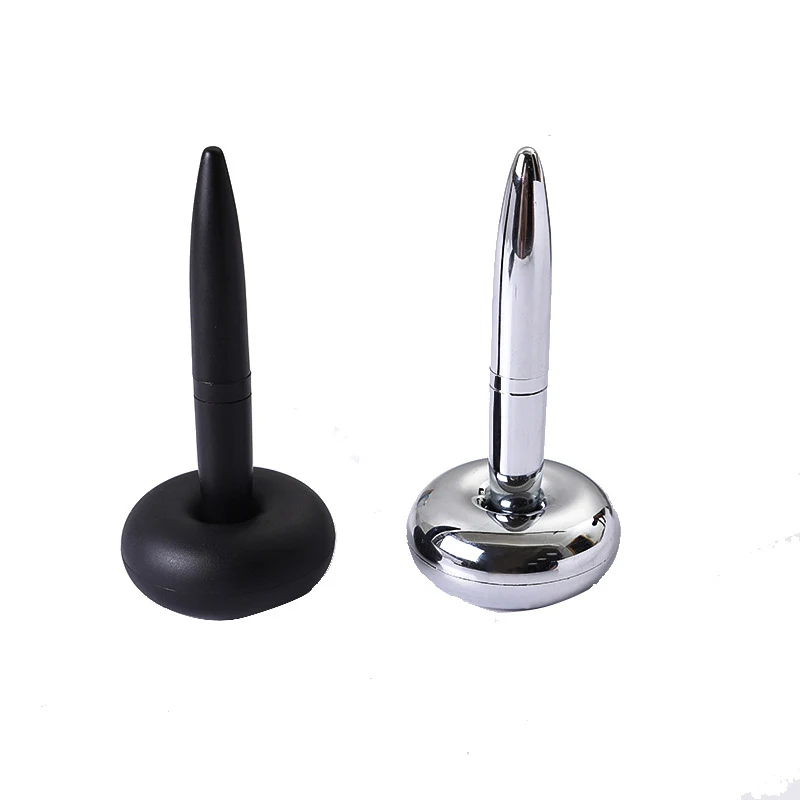 

Metal Table/Desk Ballpoint Pen with Magnetic Pen Holder, 1.0 Pen Tip, Desktop Pen - Fashion Office Supplies, Black, Silver