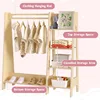 Kids Dress Up Storage with Mirror, Kids Closet with 5 Hanger and Stickers, Opening Hanging Costume Closet Wardrobe for Kids 2