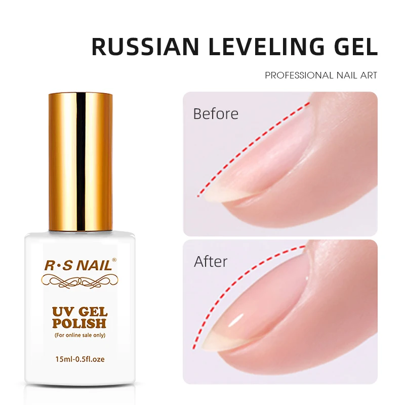 

RS NAIL New Russian Self Leveling Gel Nail Polish Strong Base Coat Healthy UV Semi Permanent Varnish Gel for Nail Repair Care