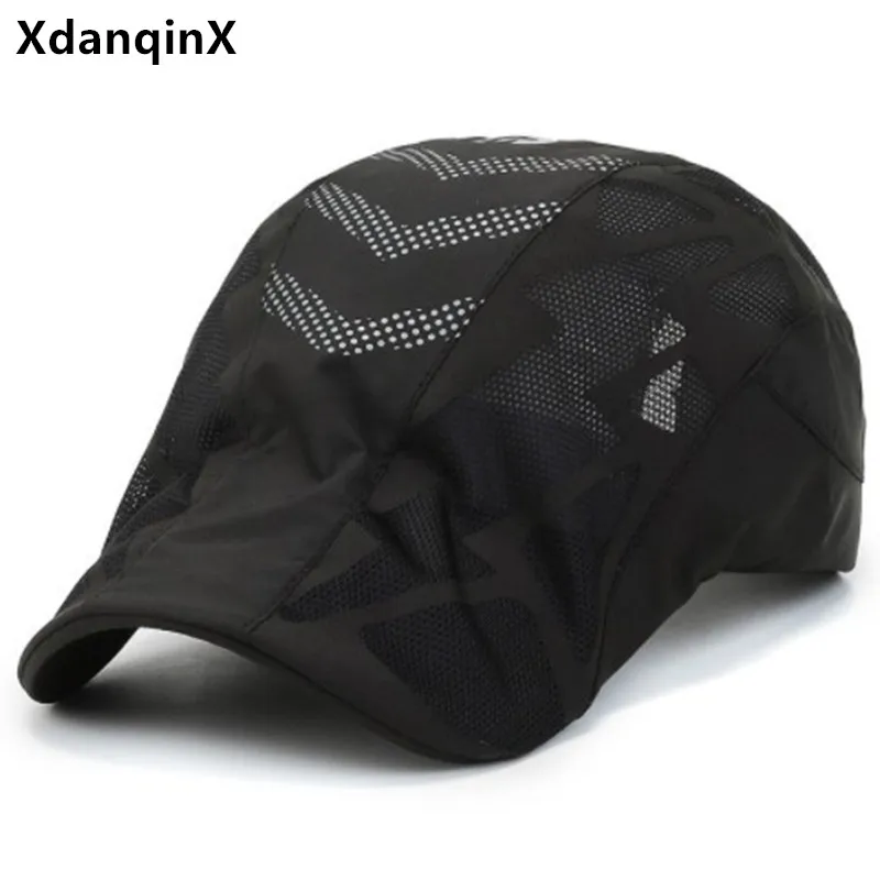 

XdanqinX Summer New Thin Mesh Breathable Berets For Men And Women Anti-UV Casual Sports Cap Adjustable Size Couples Fishing Hat