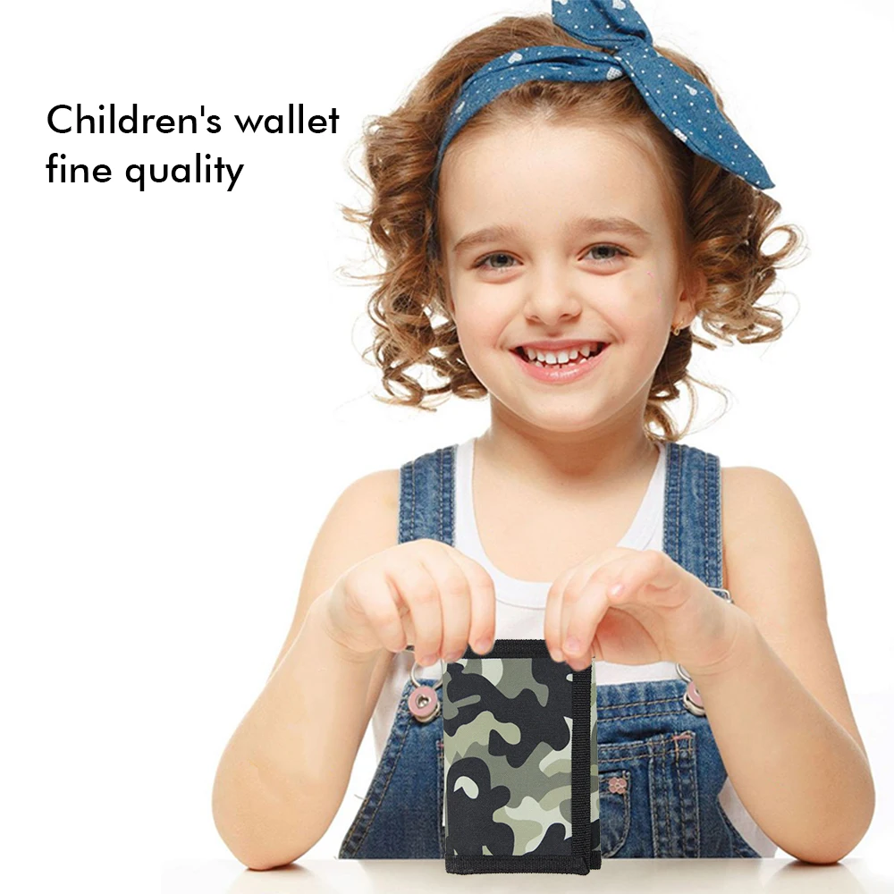 Children's Wallets Camouflage Wallets Slim Wallet Trifold Sports with Zipper Travel Coin Purse Cards Holder Kids Gifts