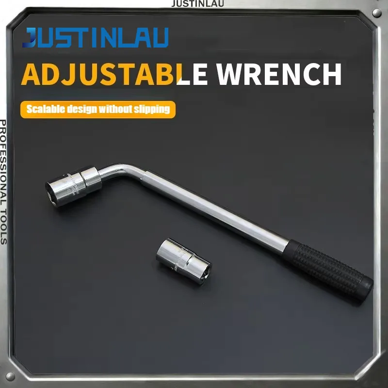 JUSTINLAU 1 jeu de clés à écrou en fer pour pneus universels évolutifs, douille Standard (17/19/21/23mm), outil de démontage de clé