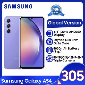 Smartphone Samsung-Galaxy A54 5G, Exynos 1380 Octa Core, 6,4 ", 120Hz, Ecrã Super AMOLED, Câmara tripla de 50MP, Bateria 5000mAh, NFC
