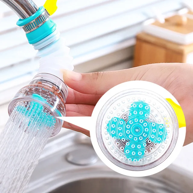 เครื่องกรองน้ํา Faucet 360 °   หมุนก๊อกน้ําห้องครัวแบบยืดไสลด์หัวฝักบัวหัวฉีดสาดหลักฐานอุปกรณ์ประหยัดน้ําในครัวเรือน 5