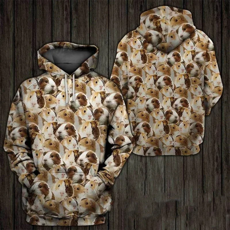 thumbnail image 1 of Sudadera con capucha con estampado 3D de conejillo de indias más reciente, sudadera con estampado de conejillo de indias, tops casuales, sudaderas con capucha de moda para parejas, 1 of 4