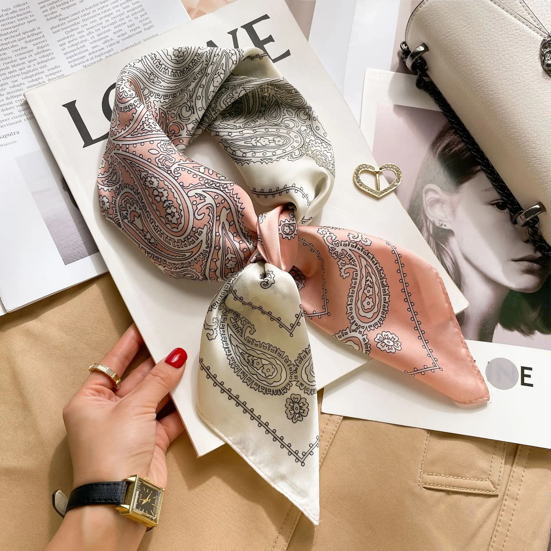 Women's Silk Scarf Luxury Silk Scarf Neckerchief Purse Scarves Square Designer Silk Scarf Ladies Headscarf SJ01 3