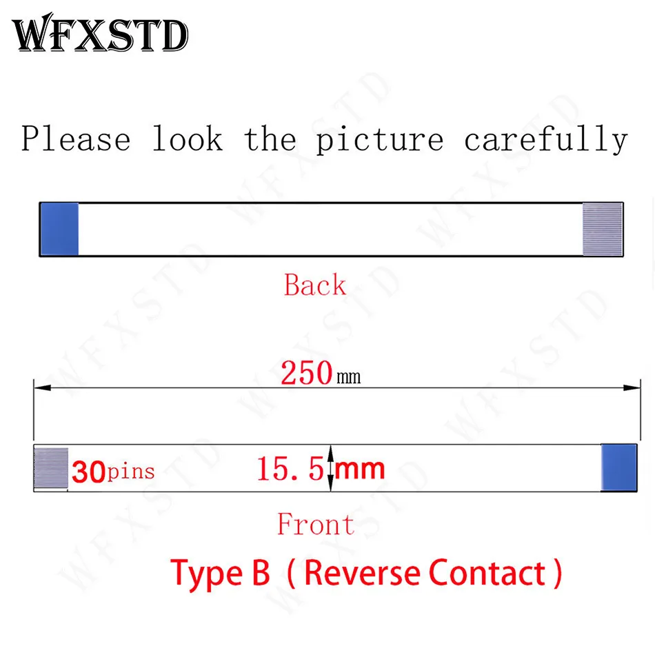 

25cm 15.5mm 30pins Type B New Flex cable AWM 20624 80C 60V VW-1 or Other Reverse Side contact