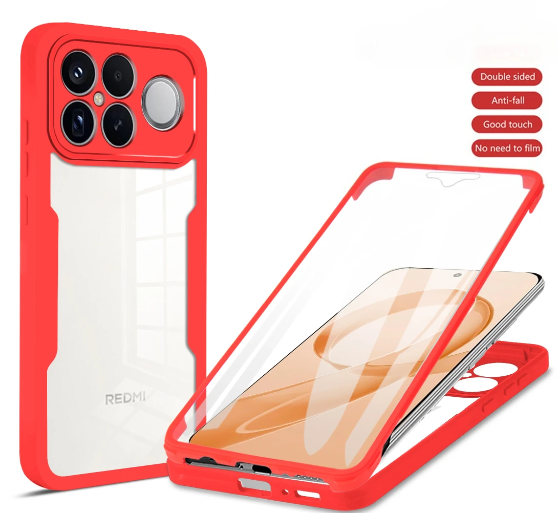 360° Full Coverage Transparent Acrylic Back Case with Shockproof Soft Frame Cover