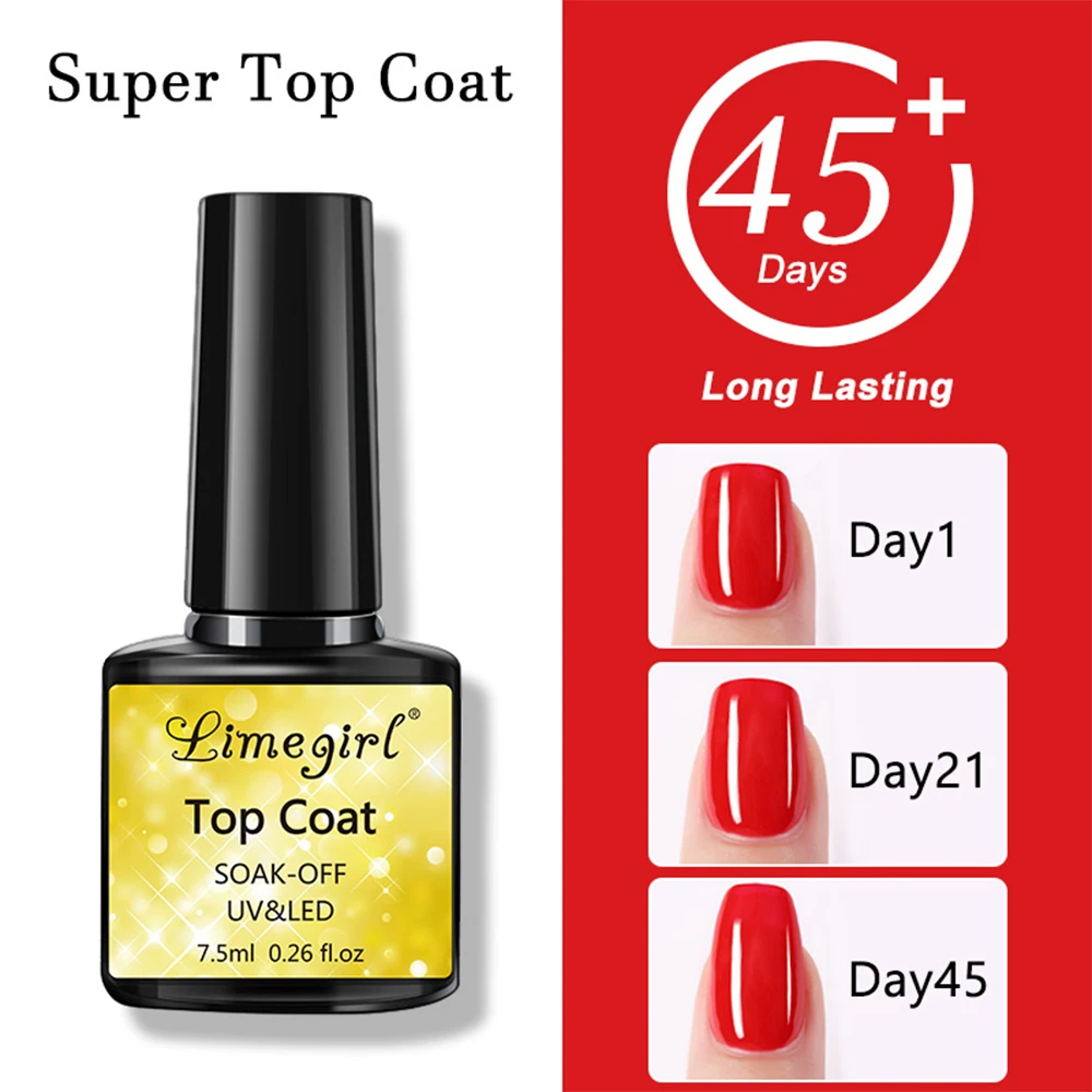 LIMEGIRL Multifunctional Nail Top Coat And Base Coat for Nails UV Gel Polish Soak Off Varnishes Kit No-acid Primer Manicure Set 6