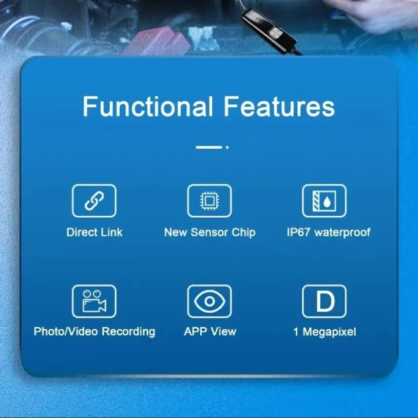 VIKEFON 7mm Endoscope Scope Camera 1m 1.5m 2m for Car Scenarios Endoscope Camera with 6 Led Lights Ideal for Car Engines