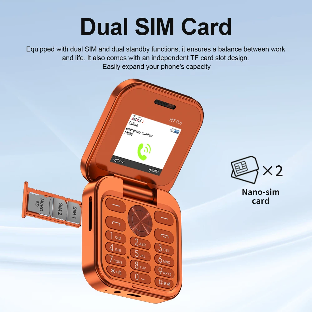 SERVO i17 PRO Mini Foldable Mobile Phone 2G GSM Magic Voice Call Recording Speed Dial Torch FM Radio  2 SIM Small Flip Cellphone