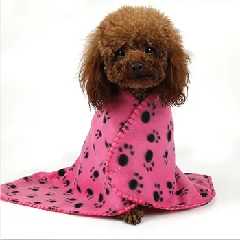 Pet Blanket Winter Dog Cat Bed Mat Dog Paws Print Warm Soft Sleeping Blankets Hamster Rabbit Beds Coral Fleece Dog Blanket 3