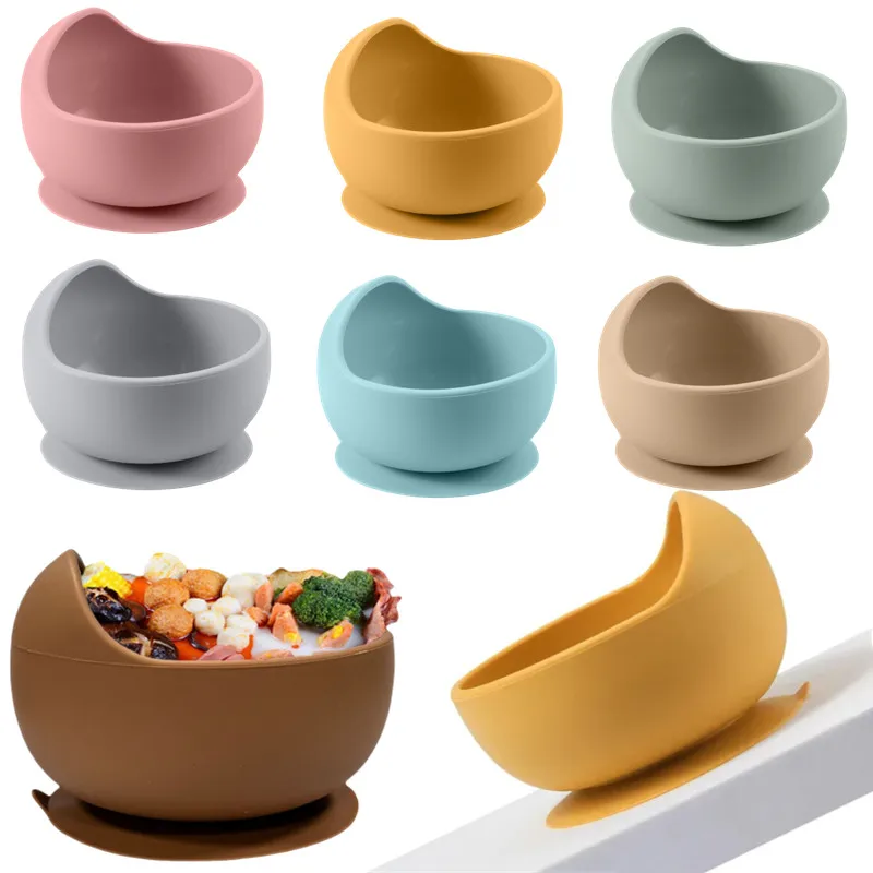 

Silicone Baby Feeding Bowl Suction Bowl BPA Free Children's Dishes Infant Non-slip Training To Eat Dish Baby Complementary Plate