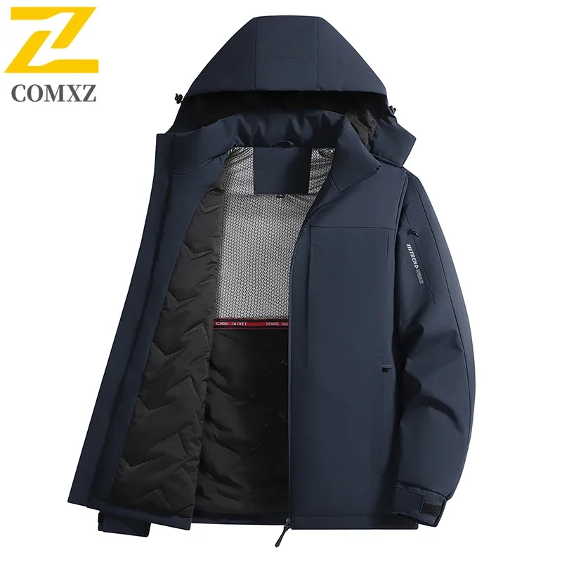 COMXZ Rainproof Coat Thickened Warm Waterproof Graphene Work Climbing Biker Jacket Camping High Quality Minimalist Men Outerwear