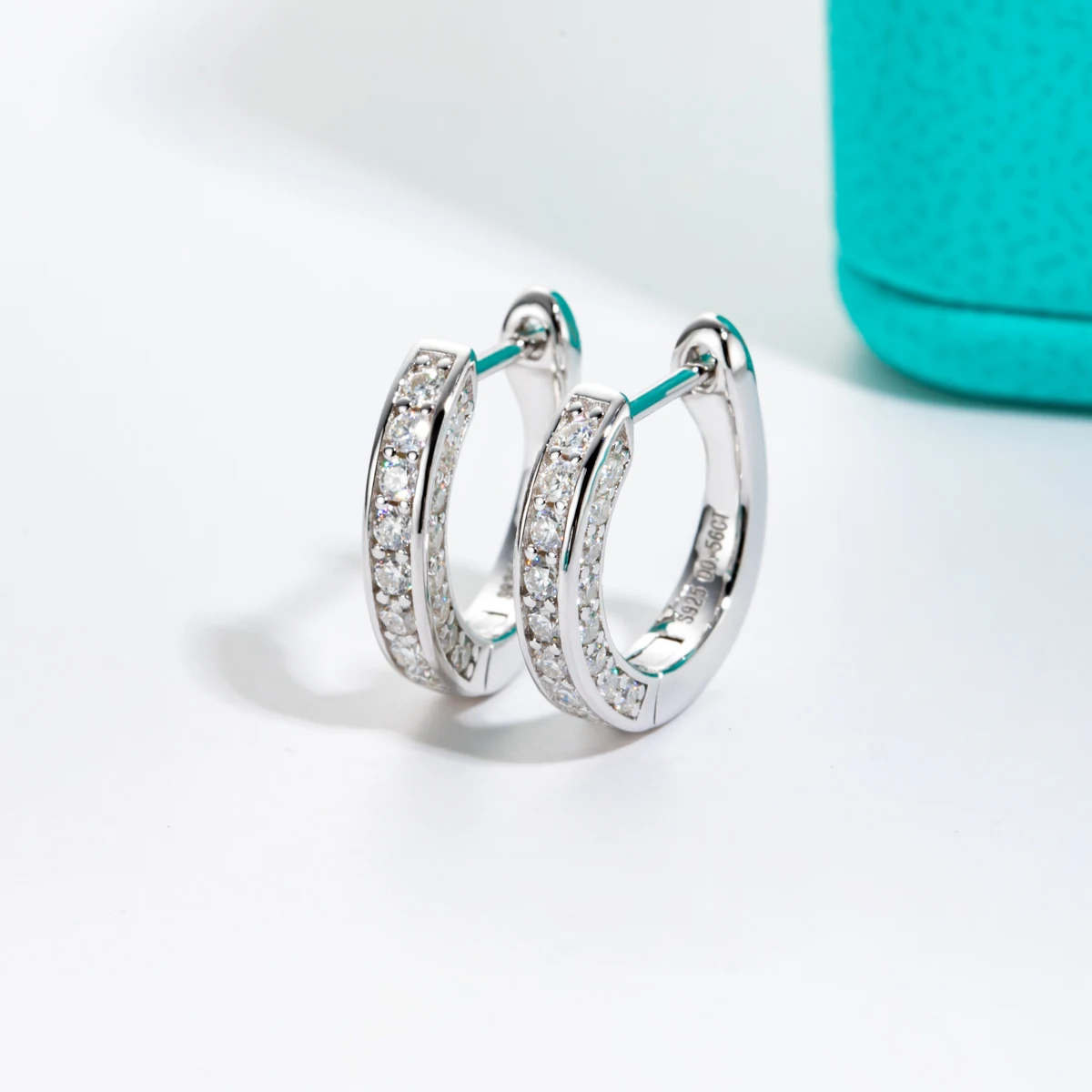 AnuJewel 0.56cttw Luxury Moissanite Ear Hoop Earrings 925 Sterling Silver Earring For Woman Wedding Engagement Jewelry Wholesale 4