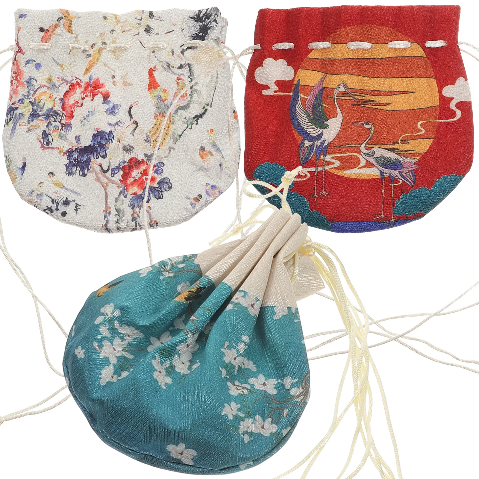 3 Pcs Empty Sachet Clear Coin Purse Chinese Pouch Car Bags Silk Drawstring Organizer Gift Packing Storage for Lavender Scent