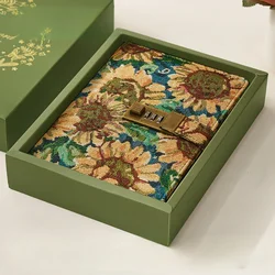 Floral Spiral - Bound Notebook with Lock - B6 Journal and Planner Stationery Organizer - B6 (Army green)