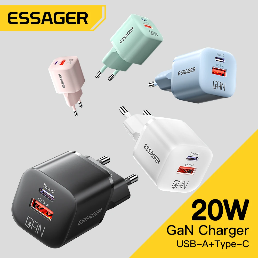 Essager 20w gan pd usb c charger for iphone 14 13 12 11 pro max mini se