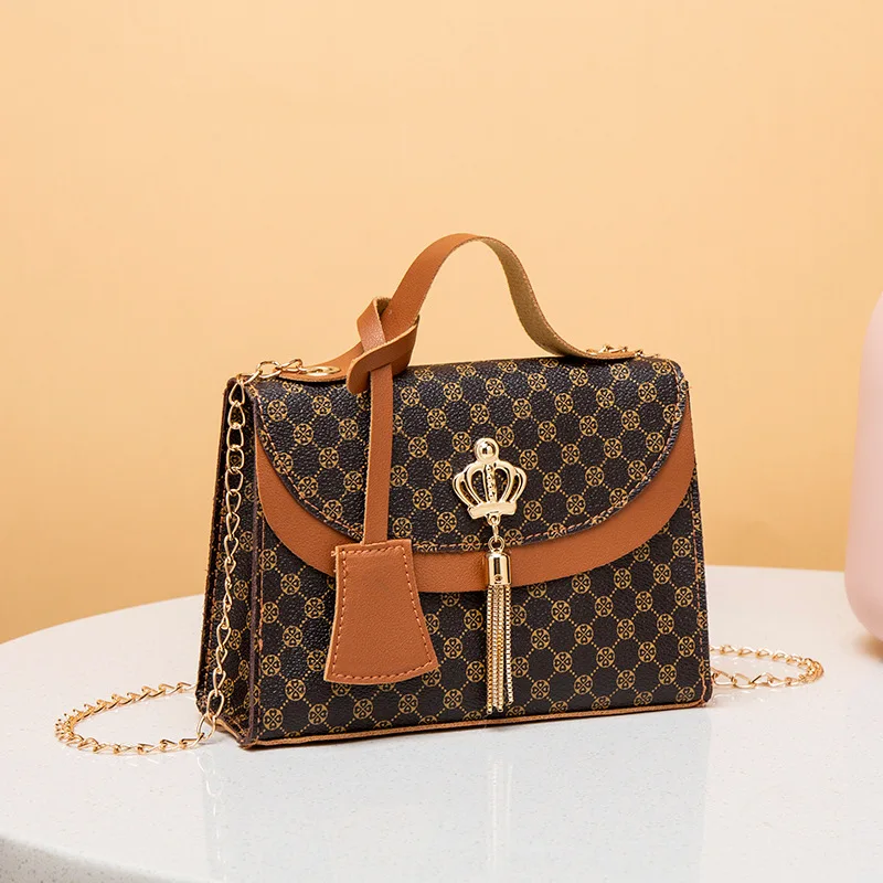 Women Bag Contrast Color Leather Tassel Small Square Shoulder Casual Phone Bag Crossbody Luxury Designer Purses Handbags