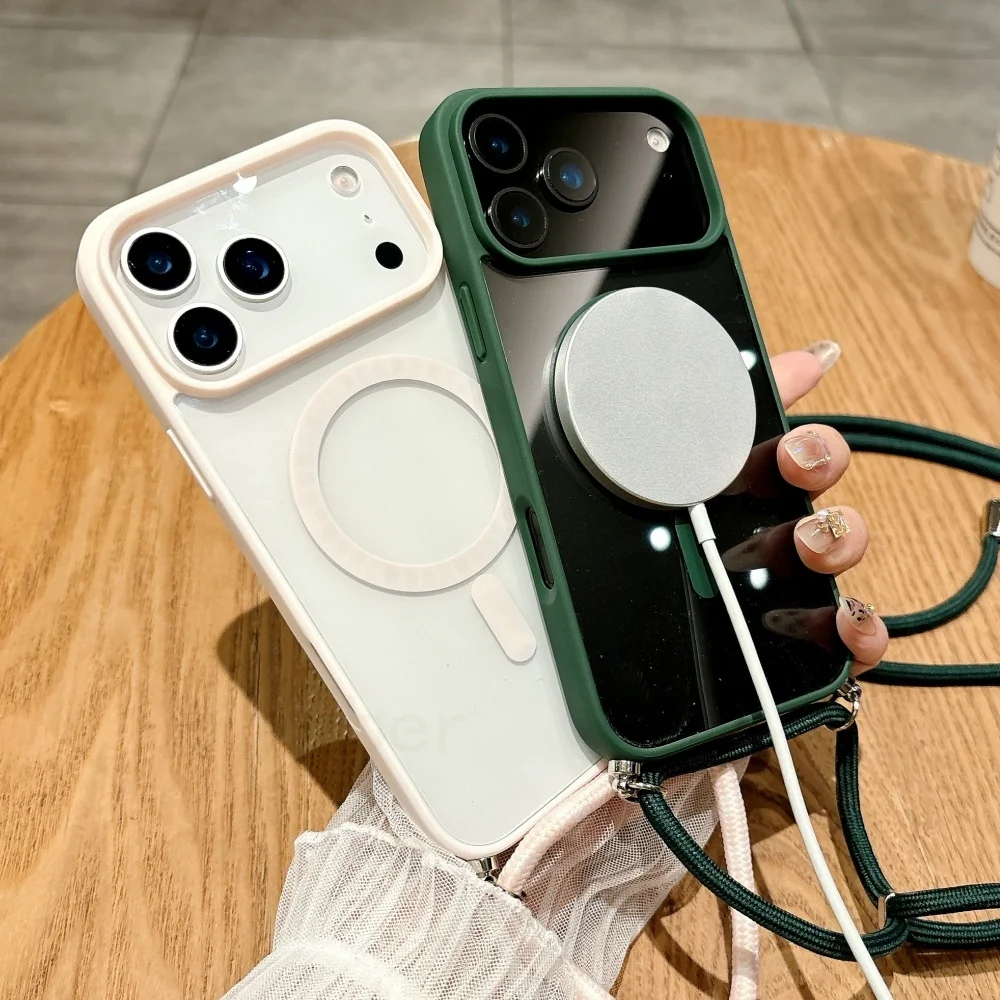 Universal MagSafe Crossbody Strap Case - Shockproof Wireless Charging Cover with Lanyard