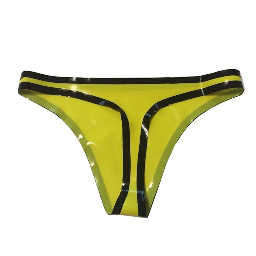 Handmade Mens Yellow Rubber Underwear Latex Briefs Customize,Clear,XS