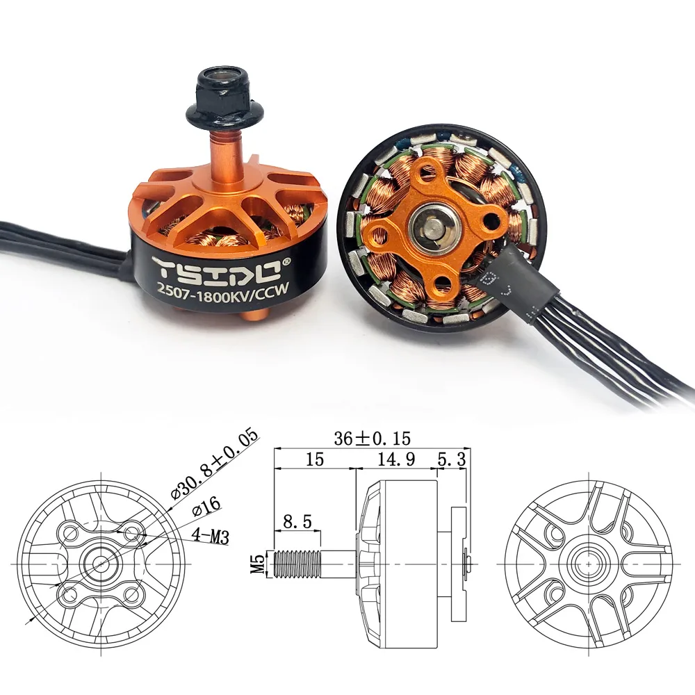 Moteur Brushless 2507 1800KV 3-5S pour Drone FPV Racing 5 Pouces