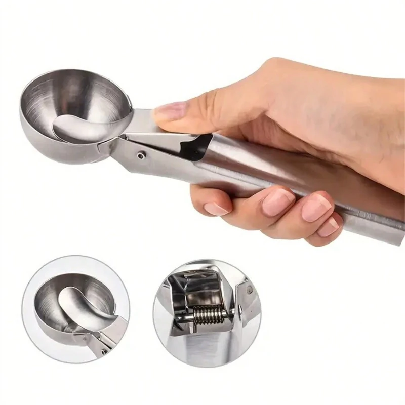 Multifunctional Ice Cream Scoops Stainless Steel Dual-Purpose Scoop Fruit Watermelon Spoon Ball Scoop Household Ice Cream Tools