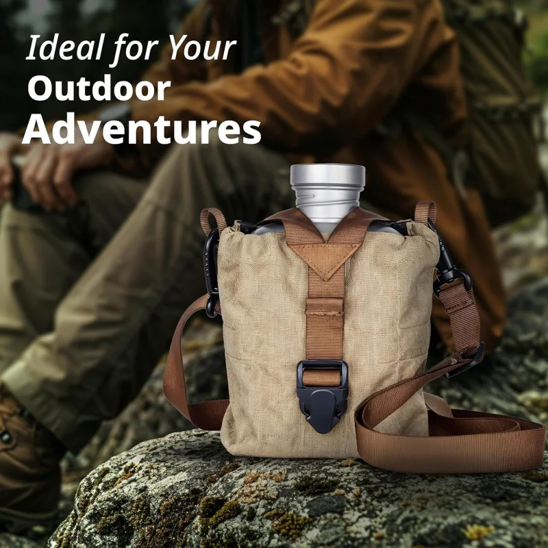 Keith Titanium Bottle Outdoor Camping Hiking Canteen Ti3060 Mess Kit Military Water Bottle Set Ultralight Carrying Pouch