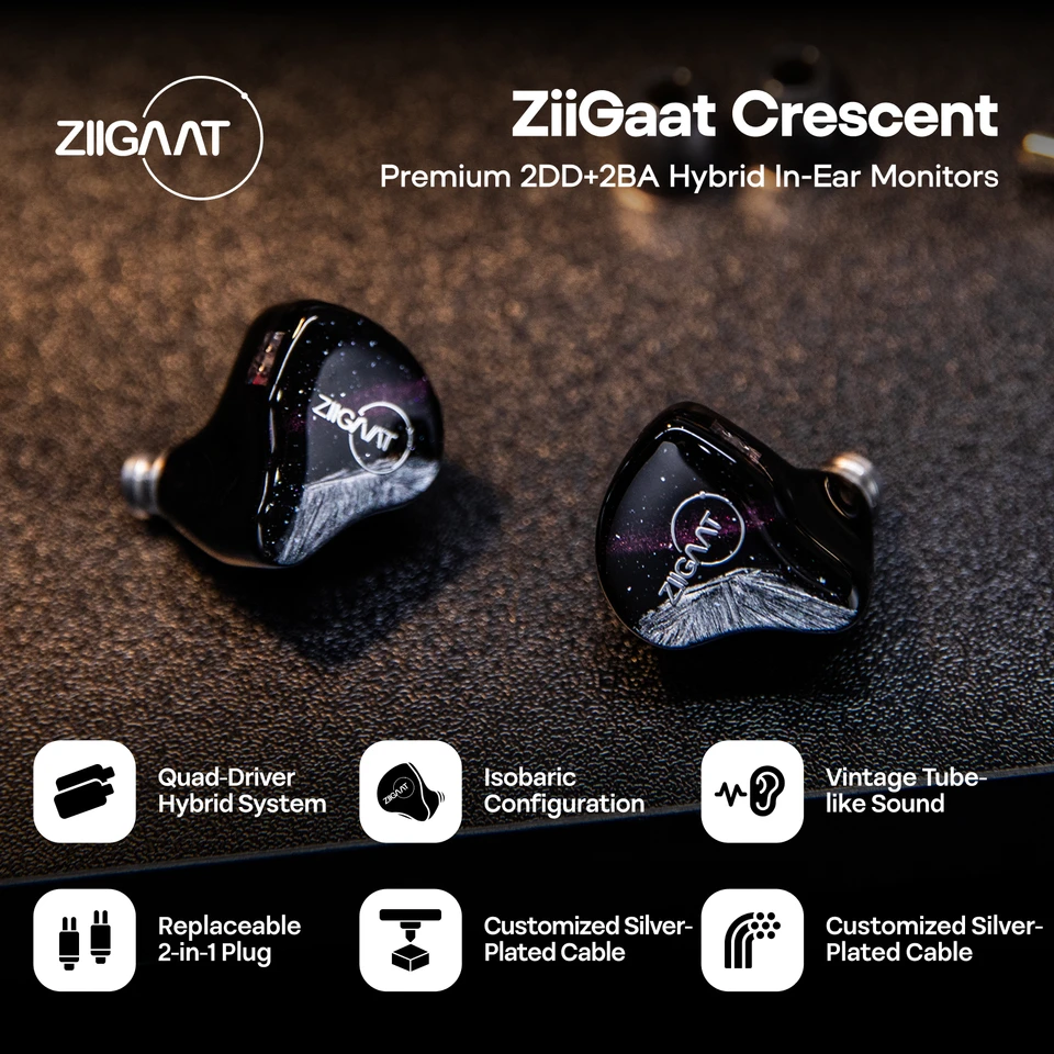Linsoul ZiiGaat Crescent Premium 2DD+2BA Hybrid Handcrafted
