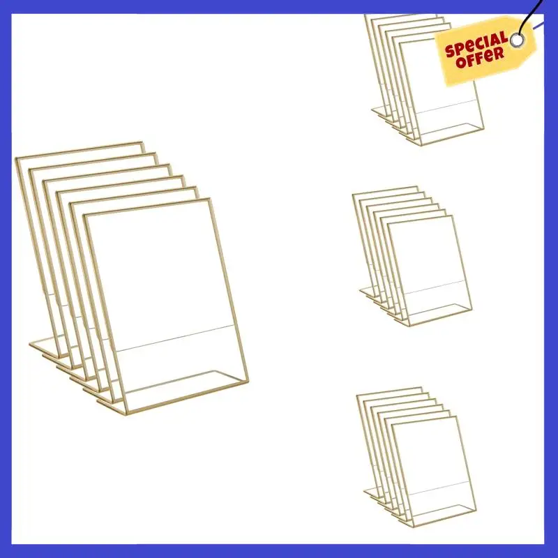 Acrylic Gold Frame, Slanted Back Table Sign Holder For Wedding Table Card Restaurant Signs Photosa01p