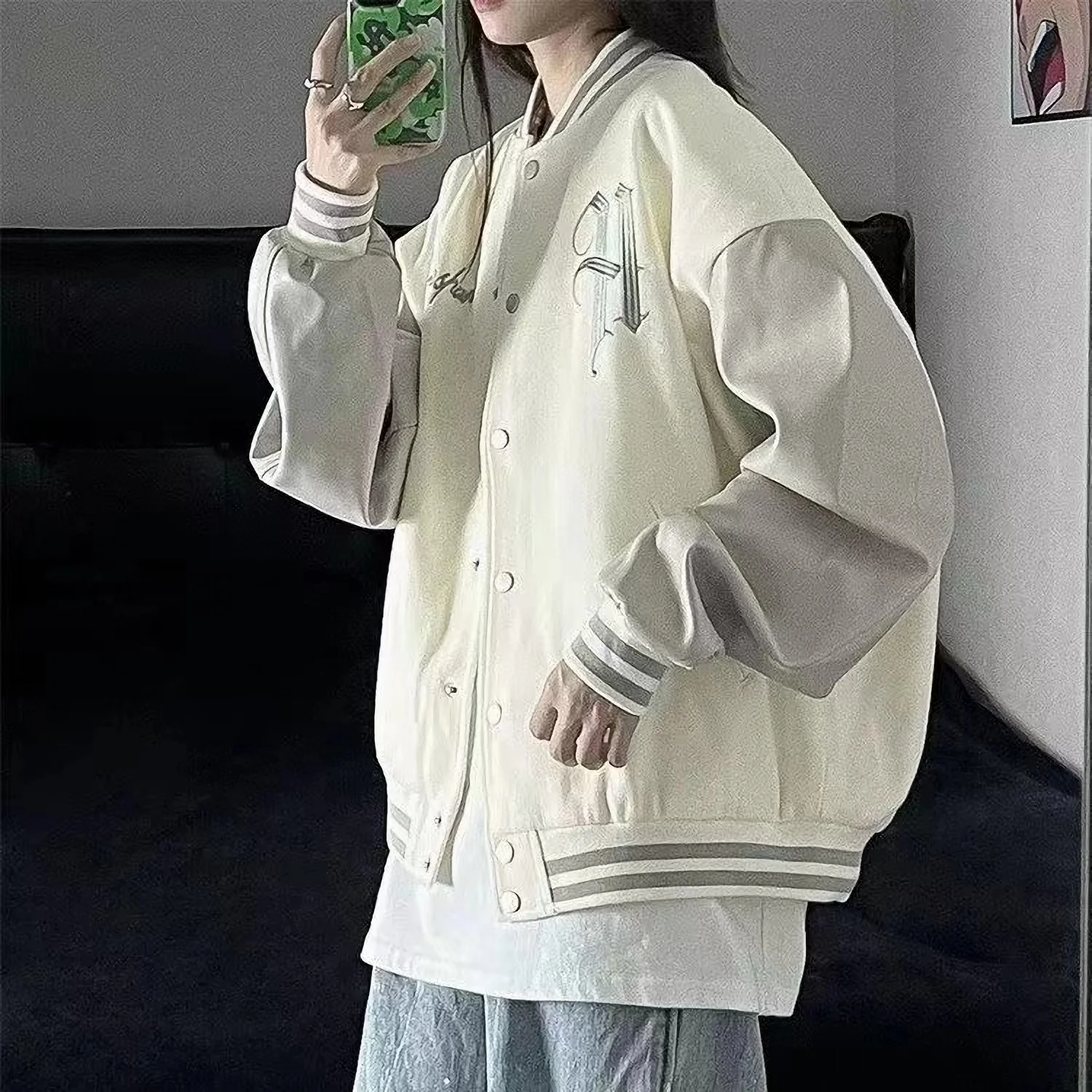 VIntage Collage Varsity Jackets Men Baseball Uniform Embroidery Oversized Women's Coat Patch PU Sleeves Fashion man clothing 3