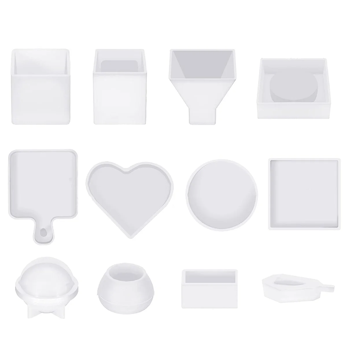 

Resin Molds Silicone Kit 12PCS, Epoxy Resin Molds, Resin Mold Including Pen Container, Tray, Love, Round