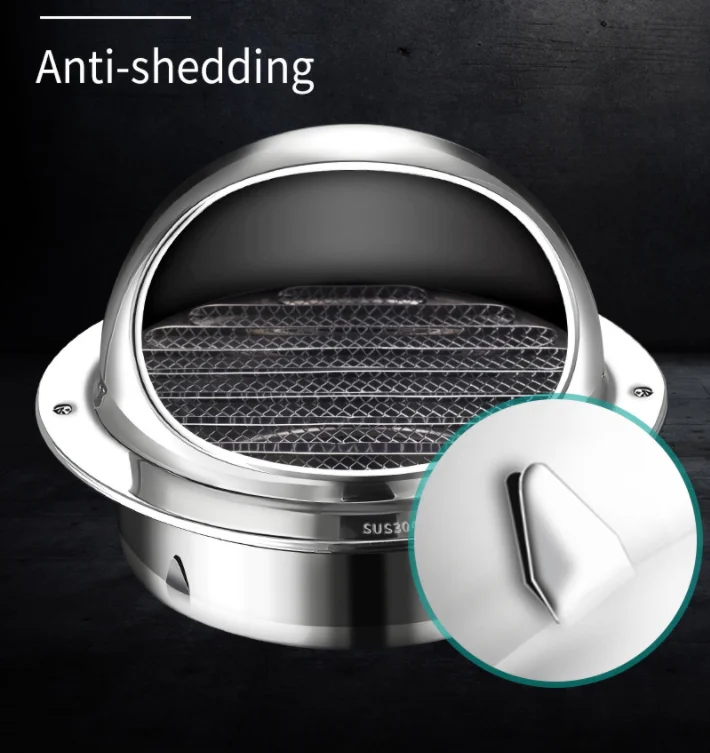 &Phi;150mm Rainproof Vent Cap Stainless Steel Exhaust Grille Cover Tube Duct Outlet Windproof Ball Cap For Kitchen Wall Ceiling ducting ventilation cover air vent grille ventilation grille air vent cover