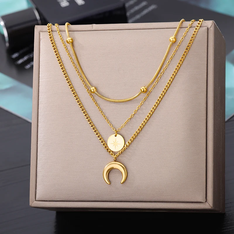 Fashion Necklaces Multilayer Gold Plated Chain Necklace