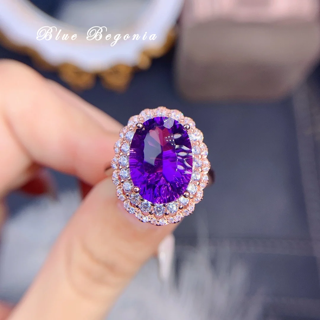 Natural Amethyst Ring Set 925 Sterling Silver Purple Amethyst Engagement  Ring for Women Promise Ring February Birthstone Anniversary Gift - Etsy