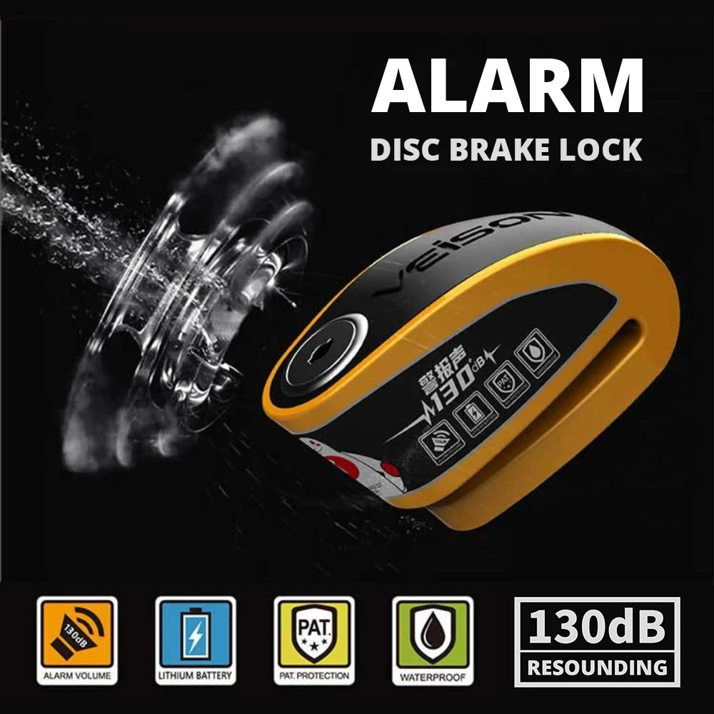 Motorcycle Disc Lock 130DB Bike Security Anti-Theft Brake Rotor Padlock Waterproof