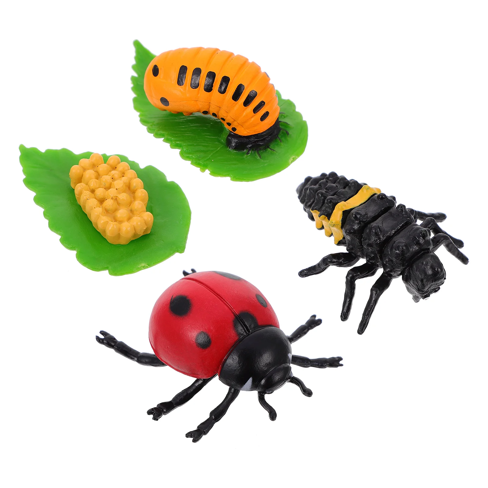

4 Pcs Ladybug Growth Ornaments Kids Playset Miniature Children's Toys Plastic for